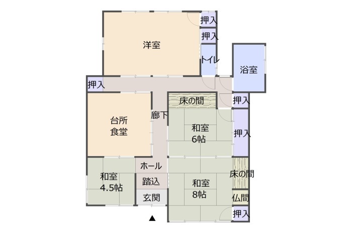 Floor plan for 1970s wood house in Yamaguchi