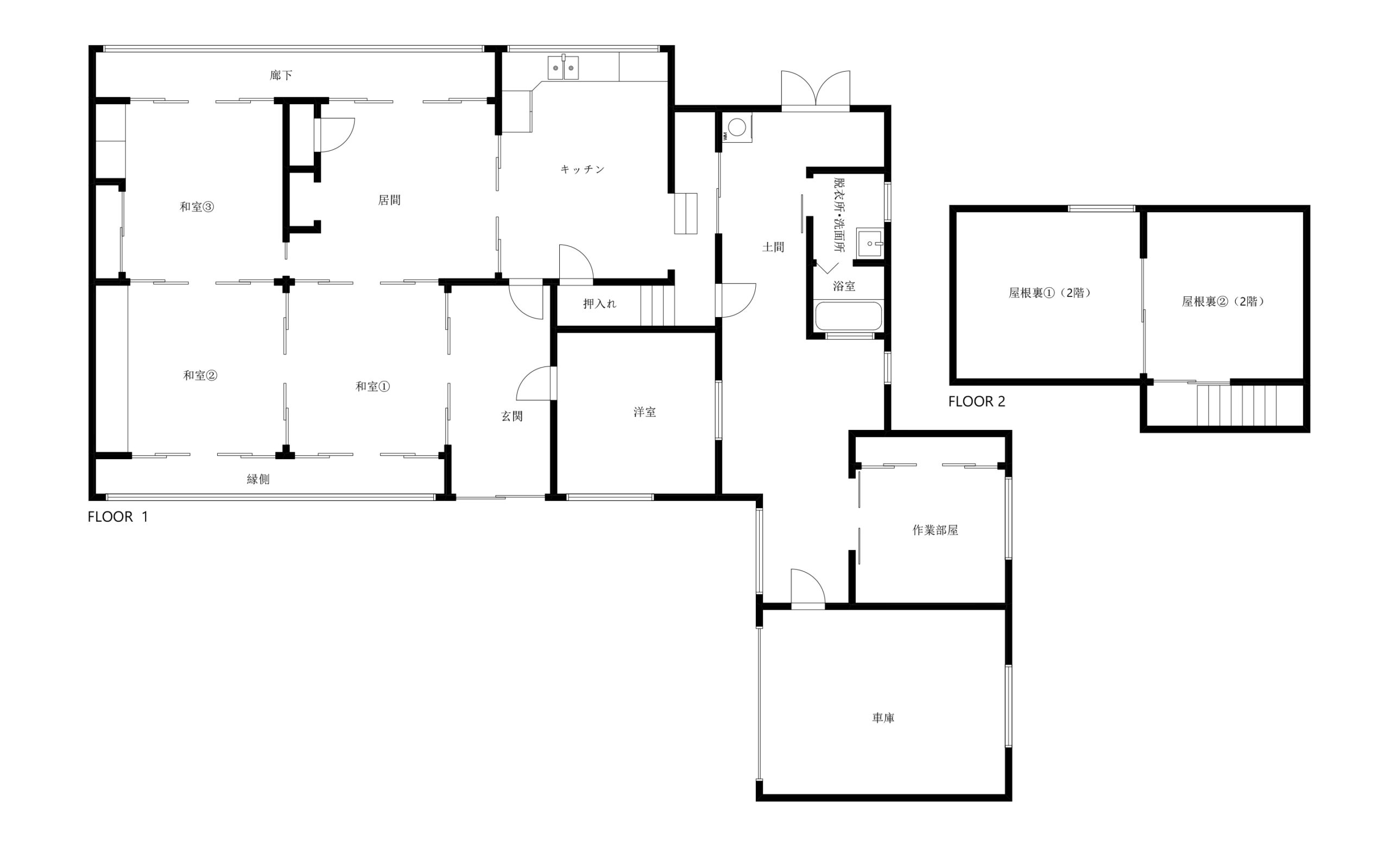 Floor plan for 1980s wood house in Matsusaka Kahada