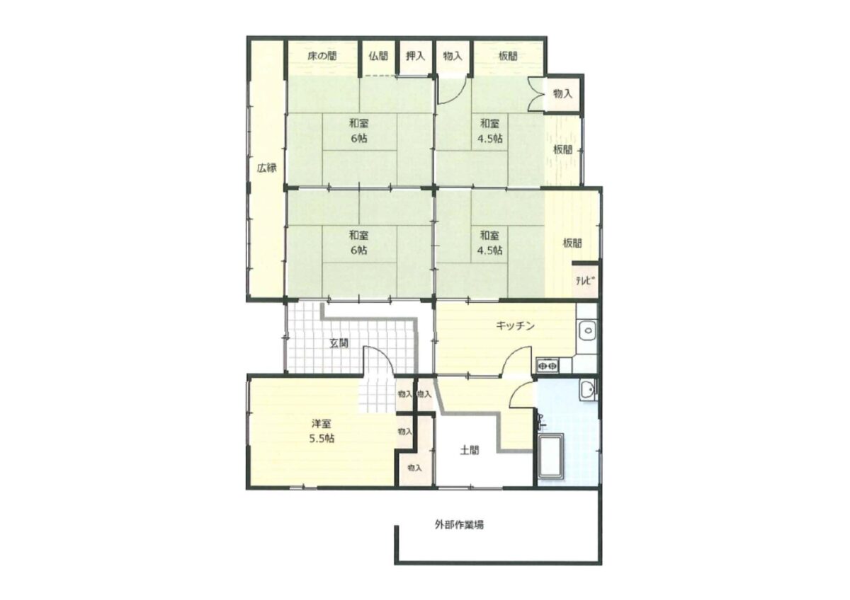 Floor plan for Wood house with storehouses in Kamiurushihara, Maizuru