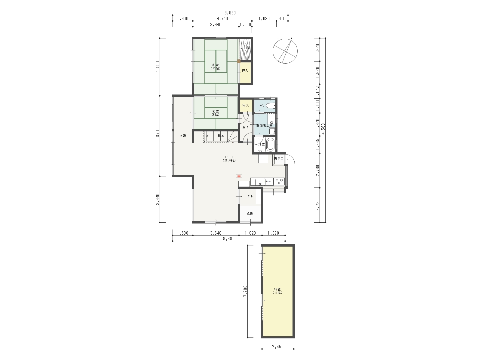 Floor plan for 1960s wood house on a large plot in Nagano