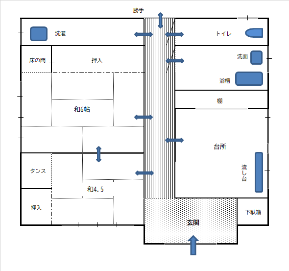 Floor plan for 1970s wood house, 6-min walk to station, Shimane