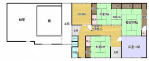Floor plan for Wood house on a large plot in Niigata
