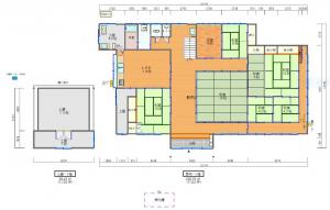 Floor plan for 1950s wood house on a large plot in Niigata
