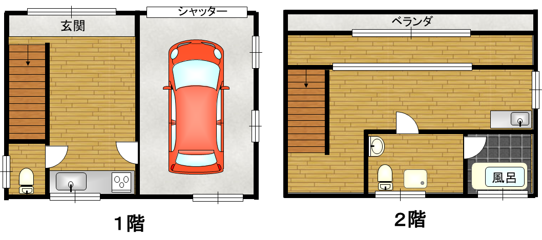 Floor plan for 1990s concrete house near the coast in Futagawa, Tarumizu