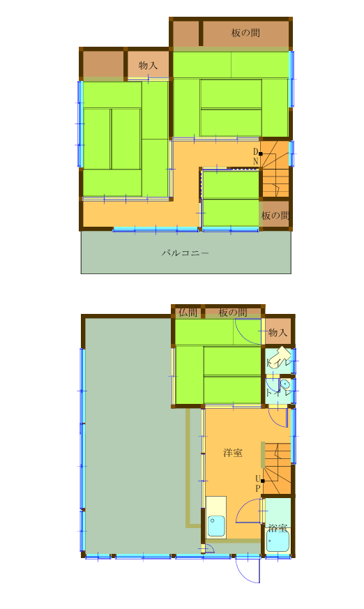 Floor plan for 1980s wood house, 15-min walk to station, Okayama