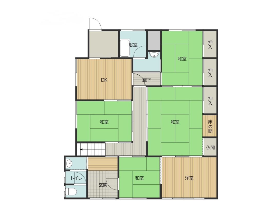 Floor plan for Large Kasumi property with many rooms suitable for storage or employee housing (R6-K-15)