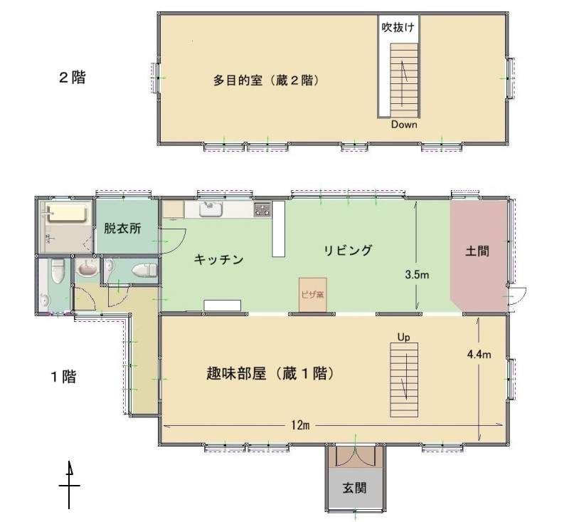 Floor plan for Wood house on a large plot in Yamanashi