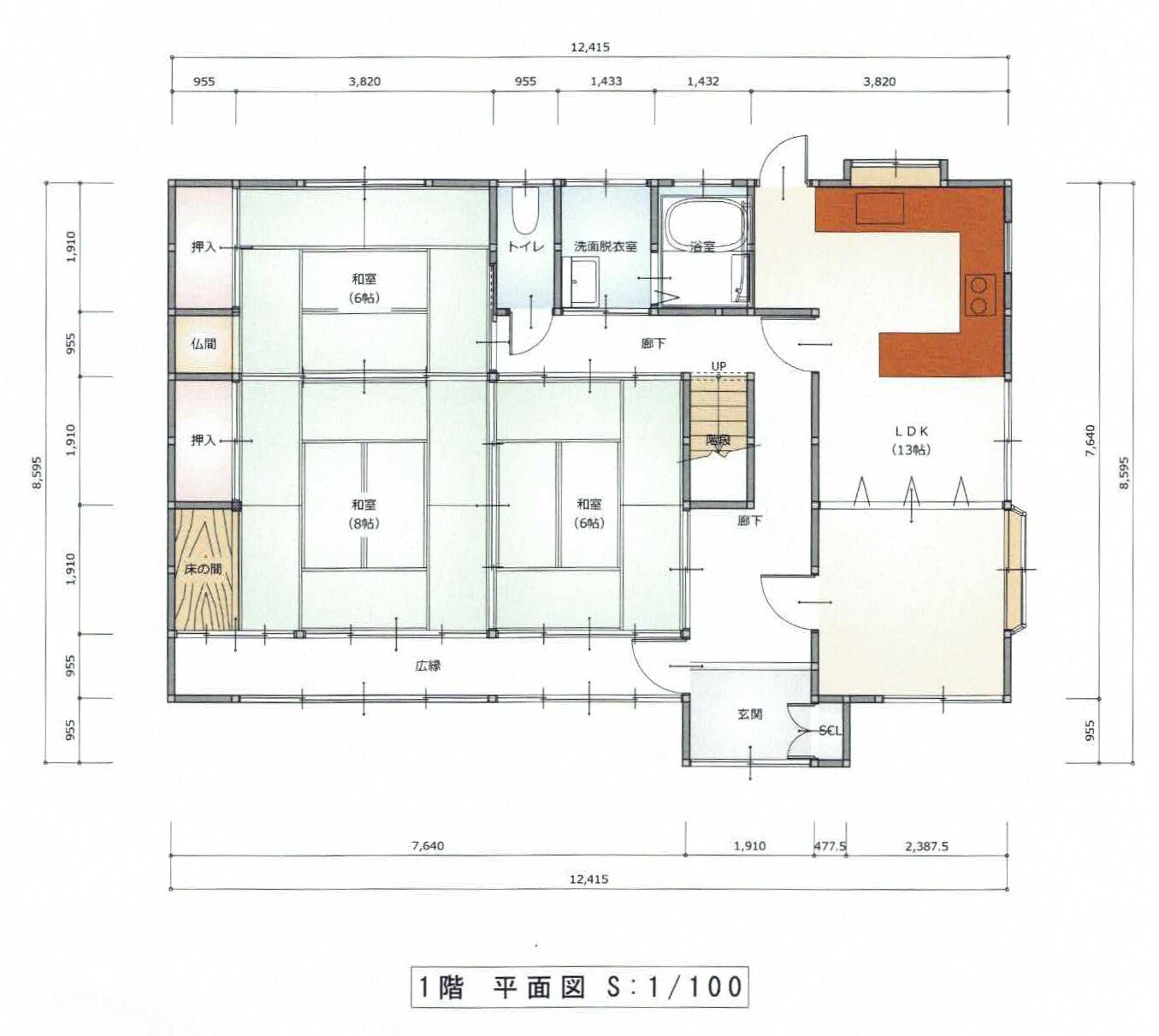 Floor plan for 1970s wood house in Okayama