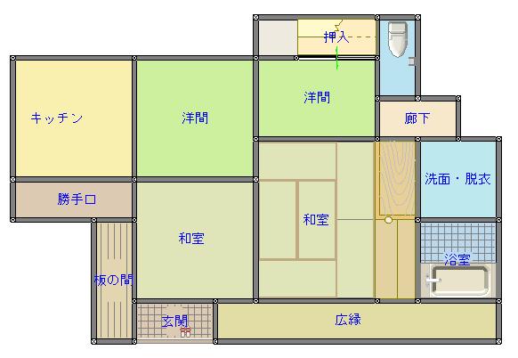 Floor plan for 1960s wood house in Koyama, Kimotsuki