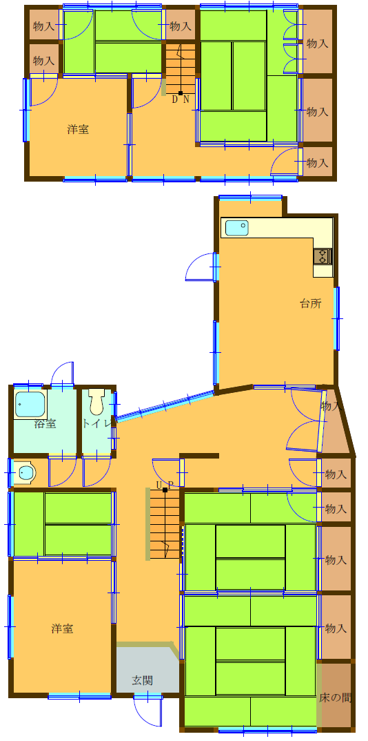Floor plan for 1970s wood house in Okayama