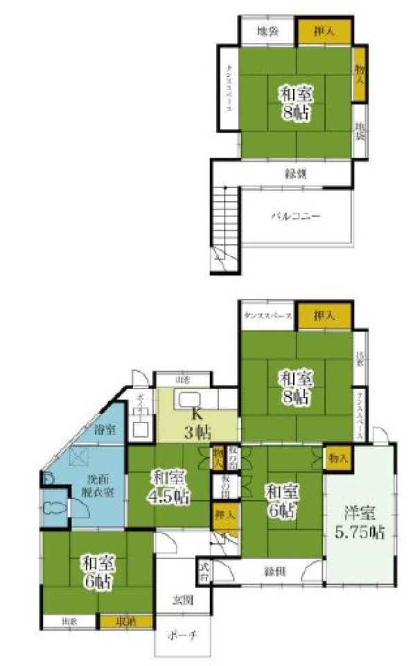 Floor plan for 1940s wood house, 4-min walk to station, Tochigi