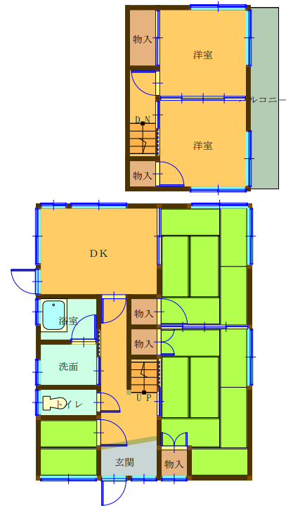 Floor plan for 1970s steel-frame house in Kasaoka