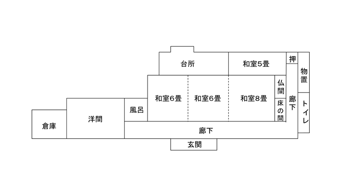 Floor plan for 1960s wood house in Fukuoka