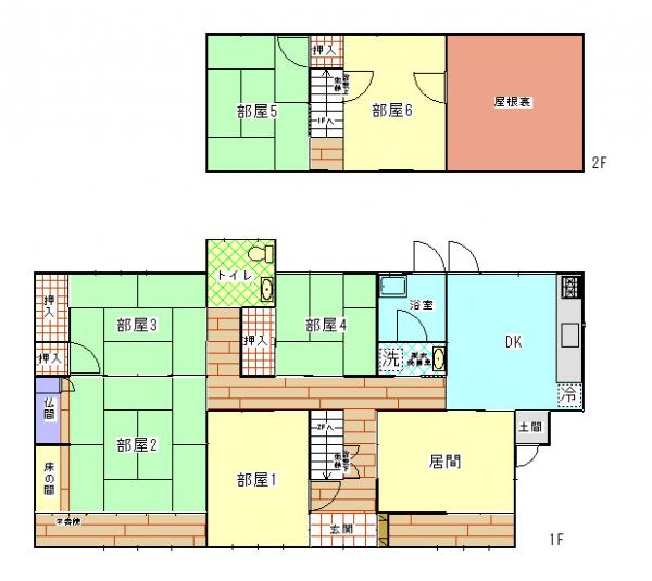Floor plan for 1970s wood house with storehouses in Oita