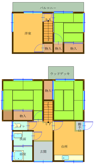 Floor plan for 1970s steel-frame house in Okayama