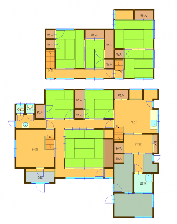 Floor plan for 1960s wood house on a large plot in Okayama