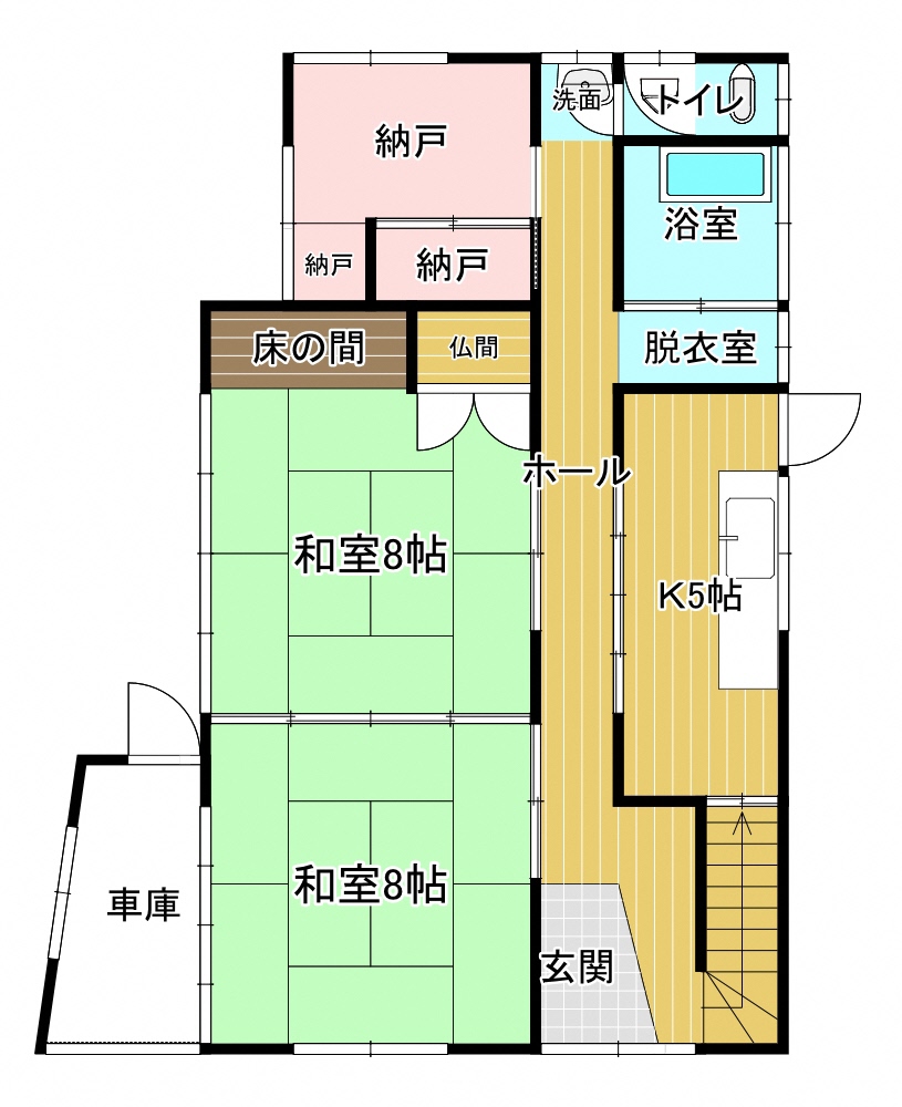 Floor plan for 1960s house, 17-min walk to station, Yamagata