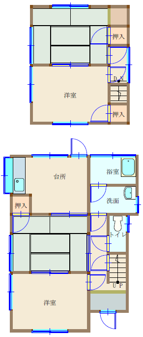 Floor plan for 1970s wood house, 17-min walk to station, Okayama