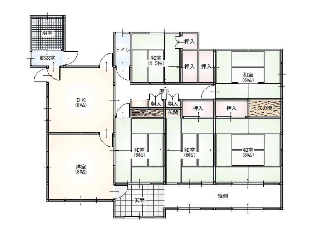 Floor plan for Traditional-style tatami-room house with storage shed!