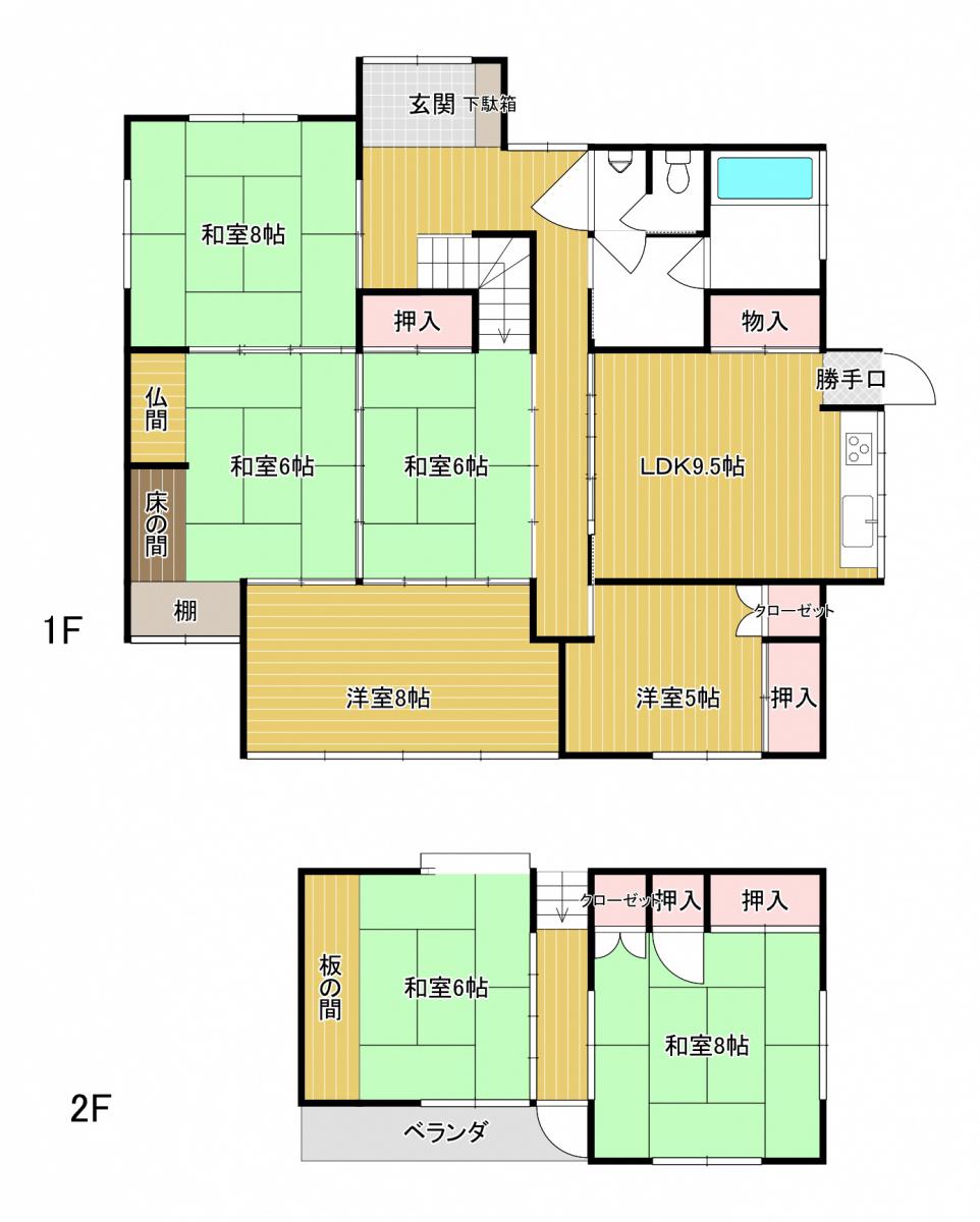 Floor plan for 1970s house, 17-min walk to station, Yamagata