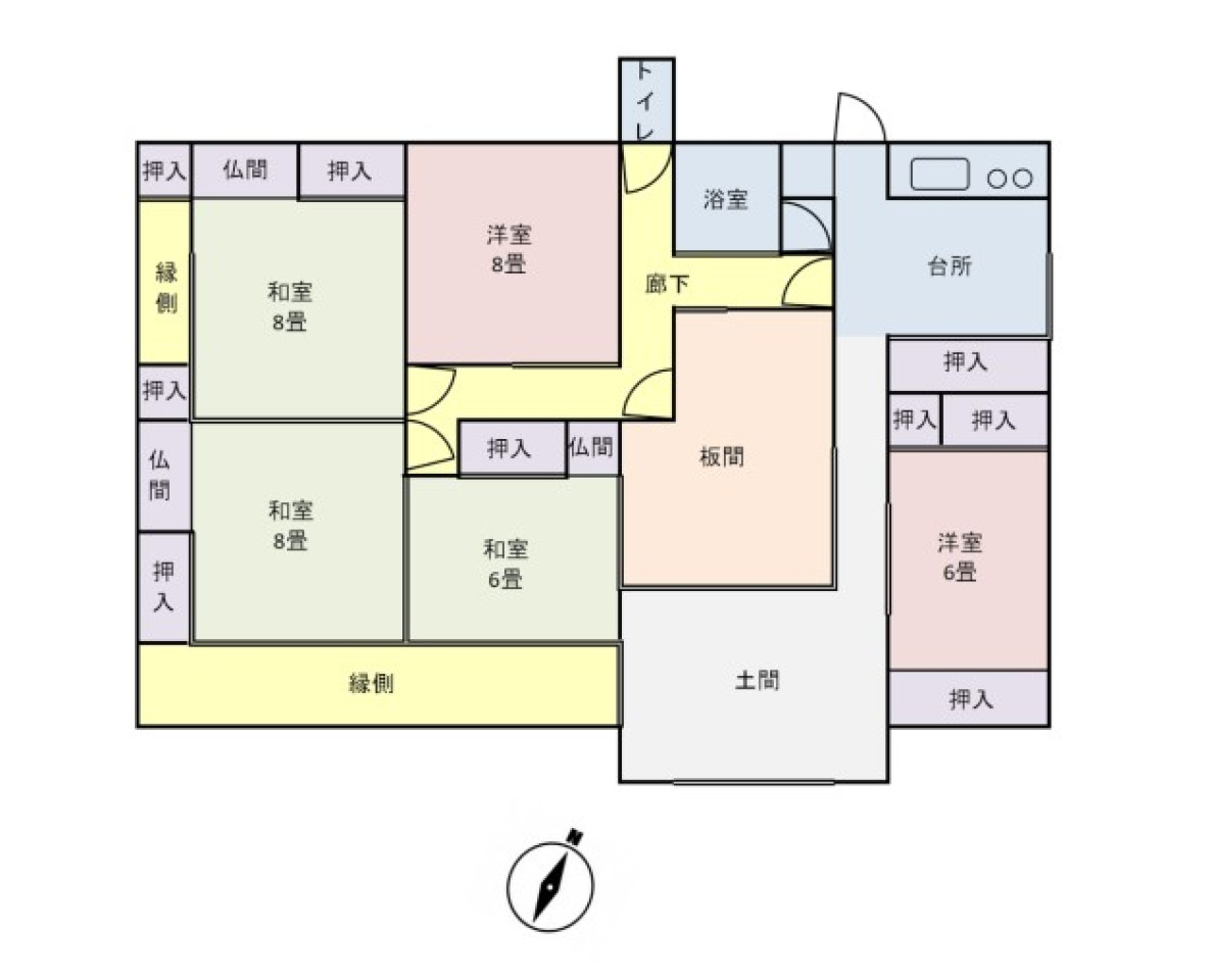Floor plan for 1970s wood house, 4-min walk to station, Tochigi