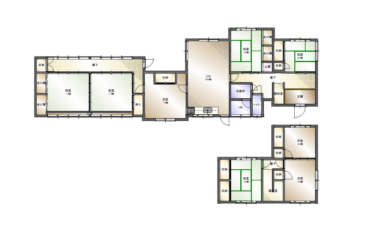 Floor plan for 1960s concrete house on a large plot in Ehime