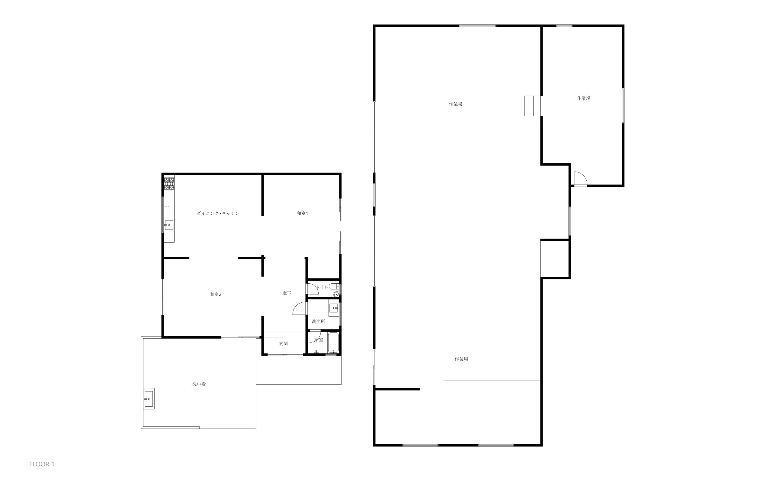 Floor plan for 1970s wood house on a large plot in Matsusaka Kahada