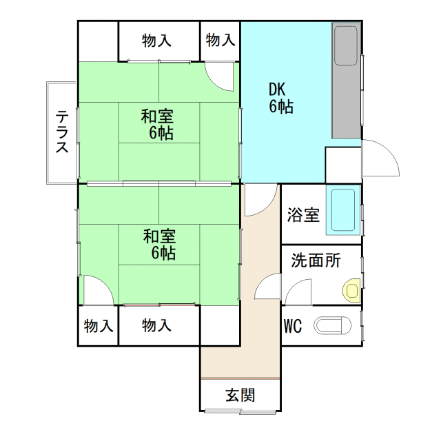 Floor plan for 1970s wood house, 9-min walk to station, Fukuoka