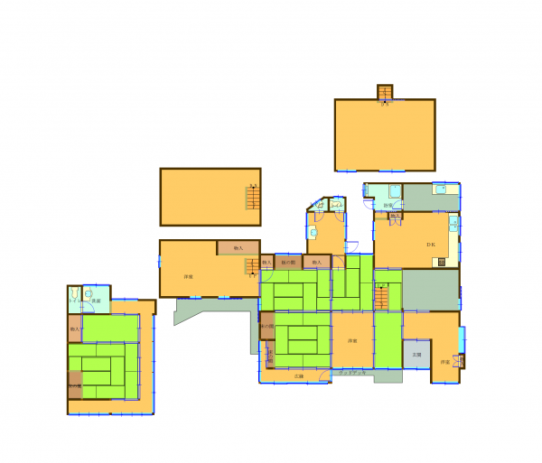 Floor plan for 1900s wood house on a large plot in Okayama