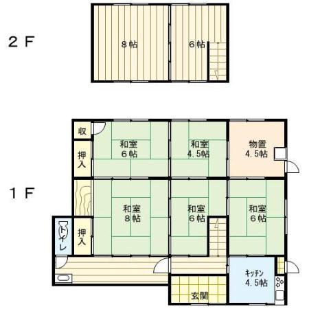 Floor plan for Wooden 2-story house with garden and field