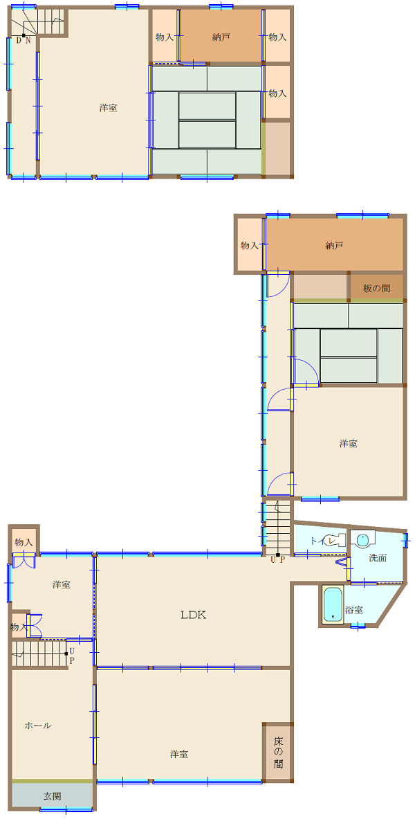 Floor plan for 1860s wood house, 15-min walk to station, Okayama