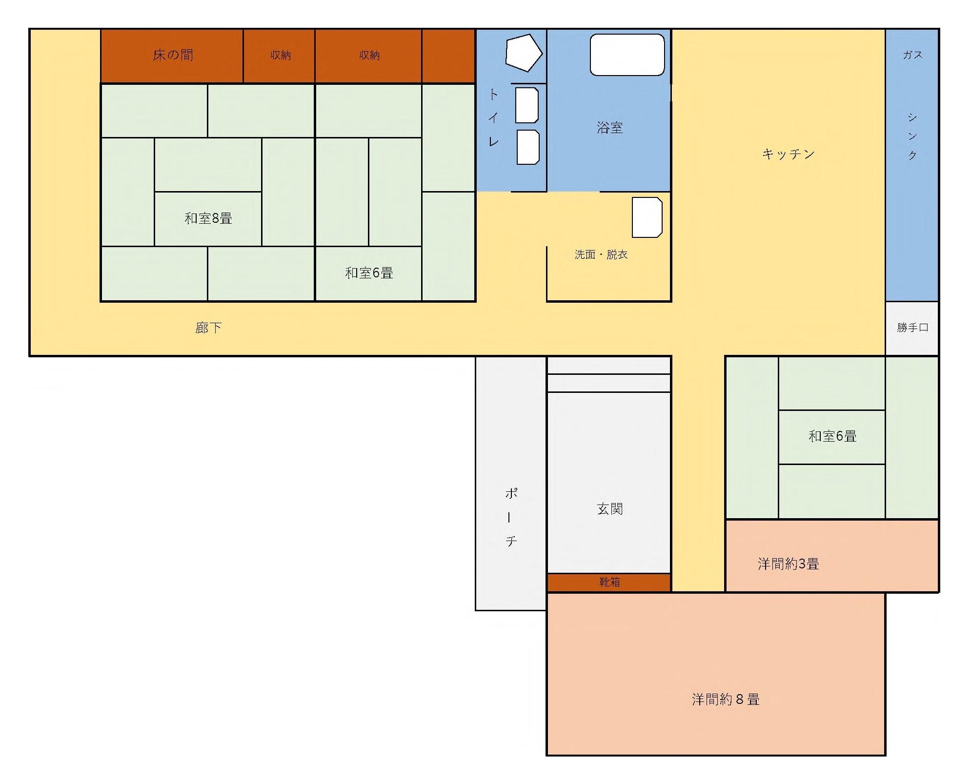 Floor plan for 1980s wood house on a large plot in Miyazaki