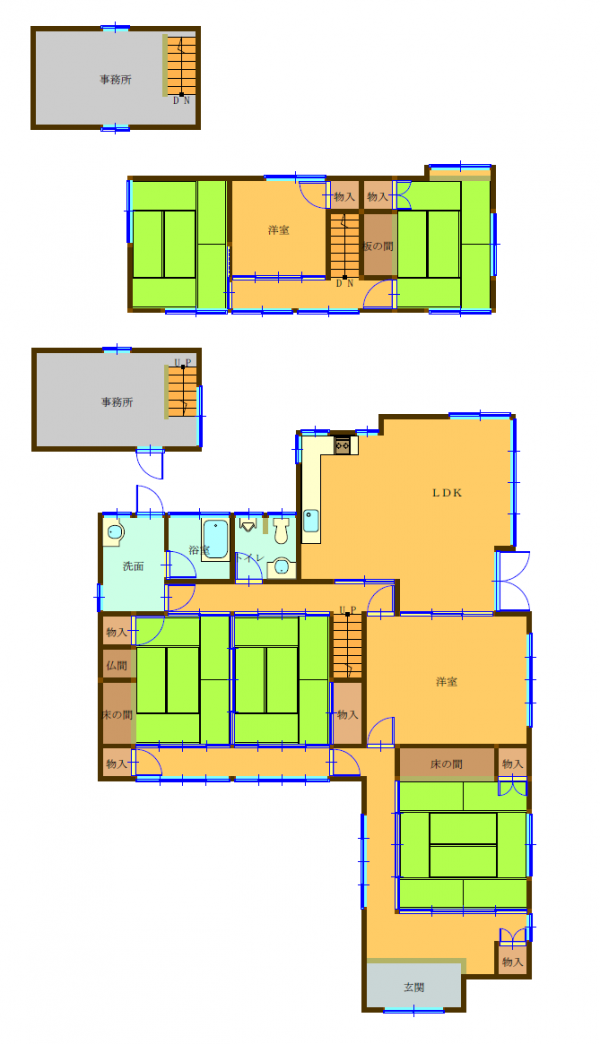 Floor plan for 1970s wood house in Okayama