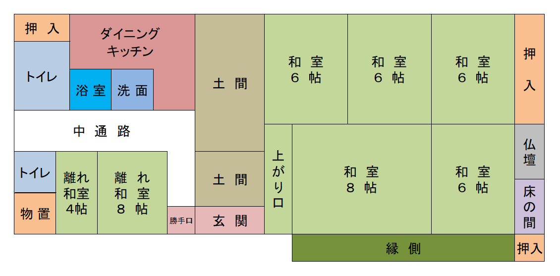Floor plan for No. 26 - Wooden Single-Story 7-Room House