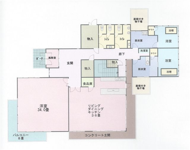 Floor plan for 1980s steel-frame house on a large plot in Otohime, Aso