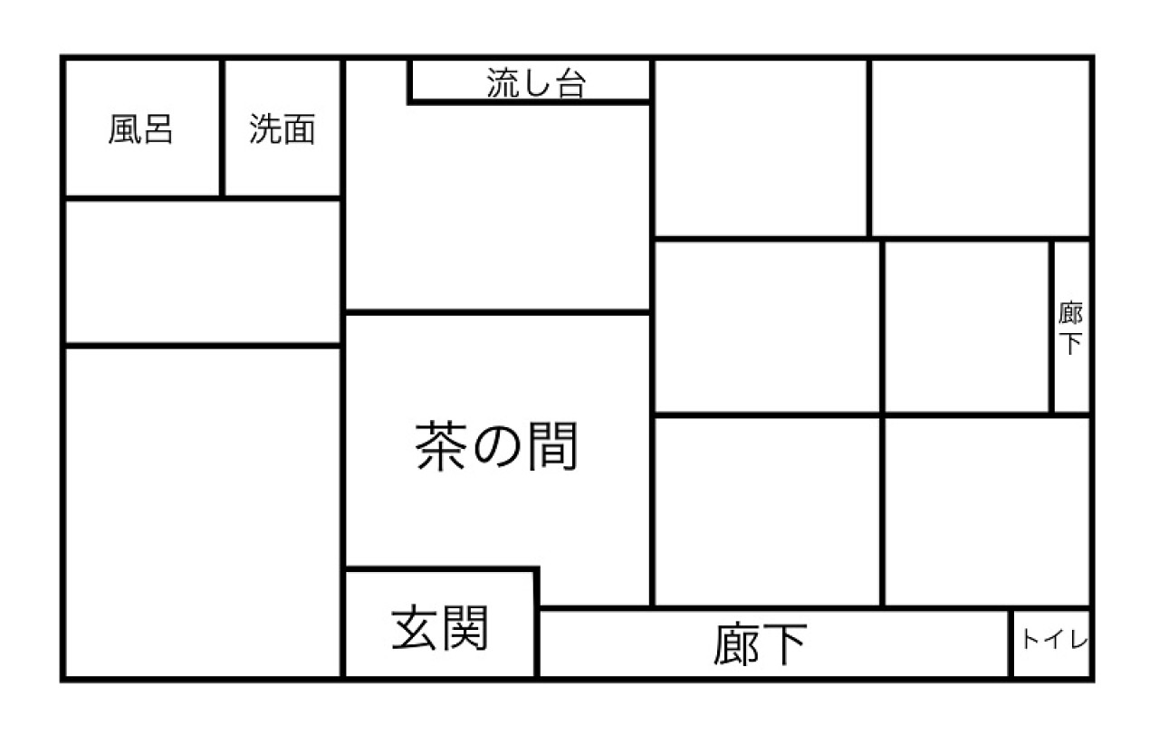 Floor plan for 1910s wood house on a large plot in Tochigi