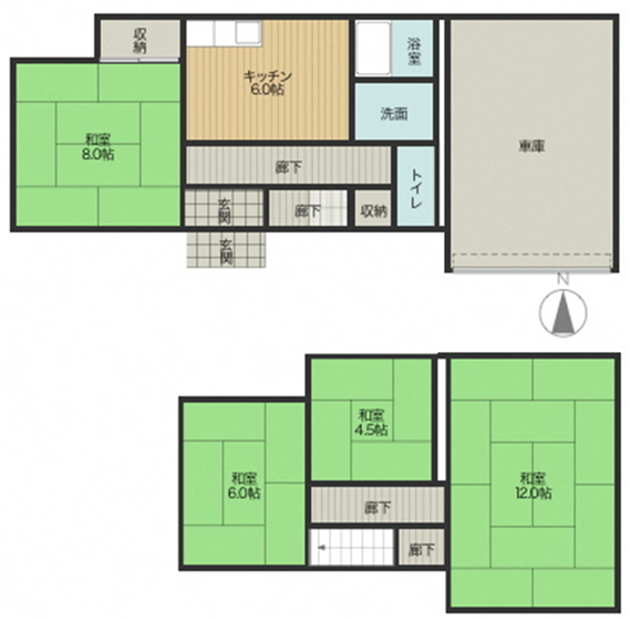 Floor plan for 1980s wood house, 17-min walk to station, Yamagata