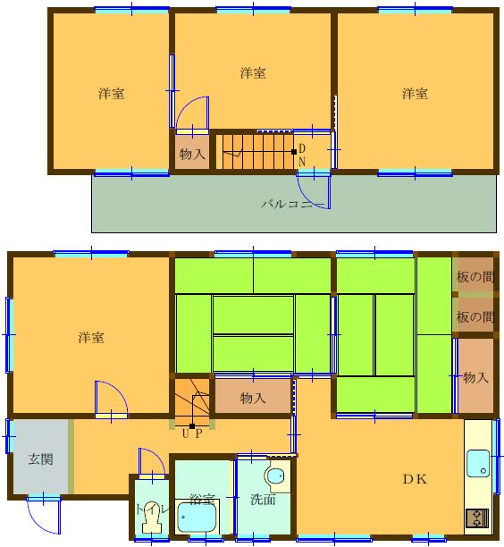Floor plan for 1970s wood house in Okayama