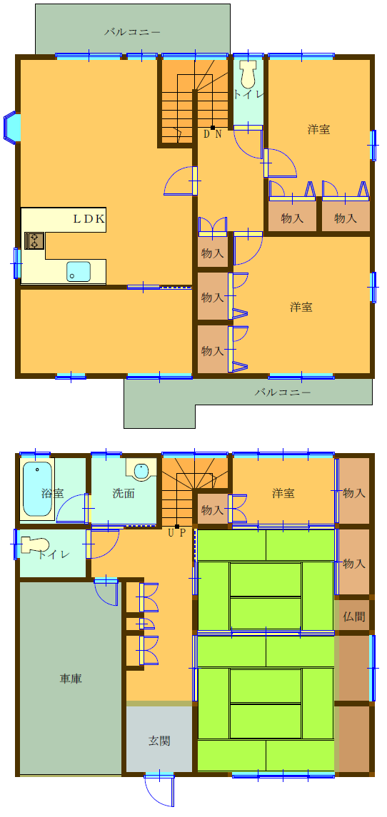 Floor plan for 1990s steel-frame house in Okayama