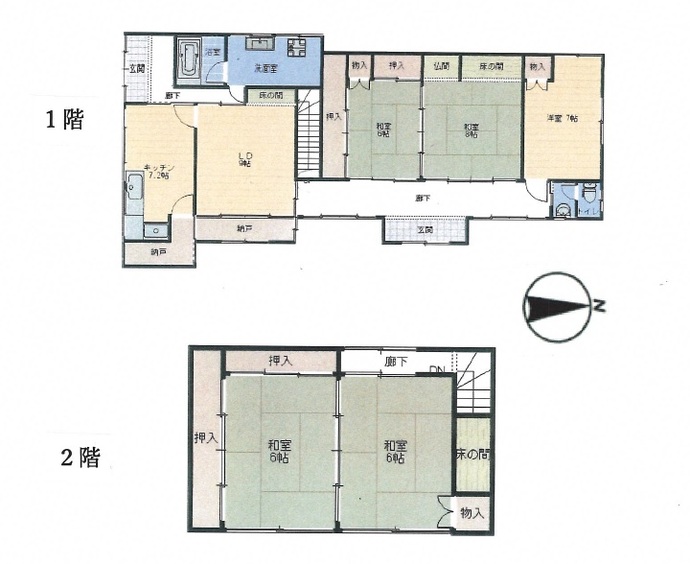 Floor plan for 1970s wood house, 4-min walk to station, Akita