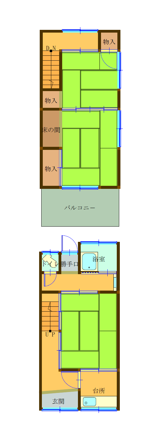 Floor plan for 1920s wood house, 15-min walk to station, Okayama