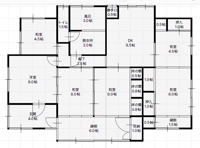 Floor plan for 1970s wood house near the coast in Shiromoto, Kinko