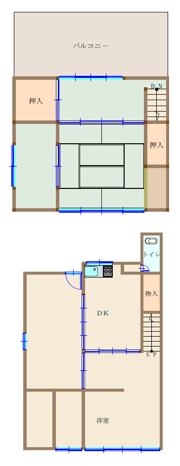 Floor plan for 1860s wood house, 15-min walk to station, Okayama
