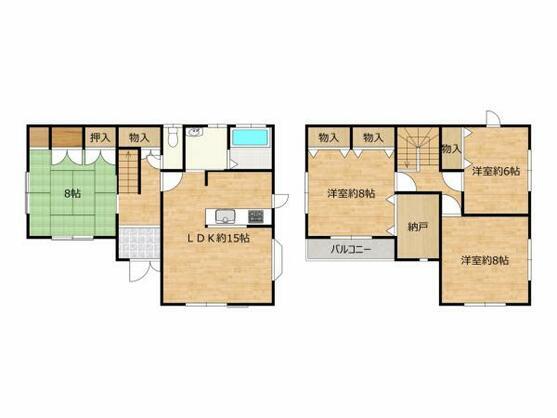 Floor plan for 1990s wood house in Kagawa
