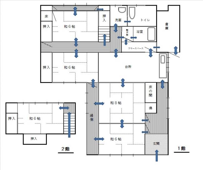 Floor plan for 1930s wood house, 16-min walk to station, Shimane
