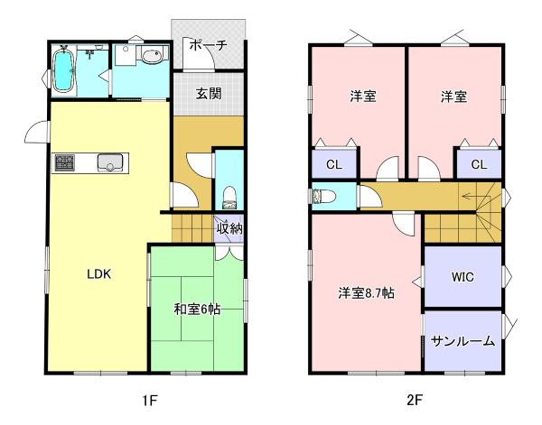 Floor plan for 2010s wood house, 11-min walk to station, Fukui
