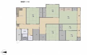 Floor plan for 1960s wood house on a large plot in Niigata