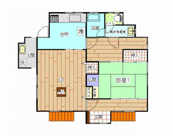 Floor plan for 2000s wood house with storehouses in Oita