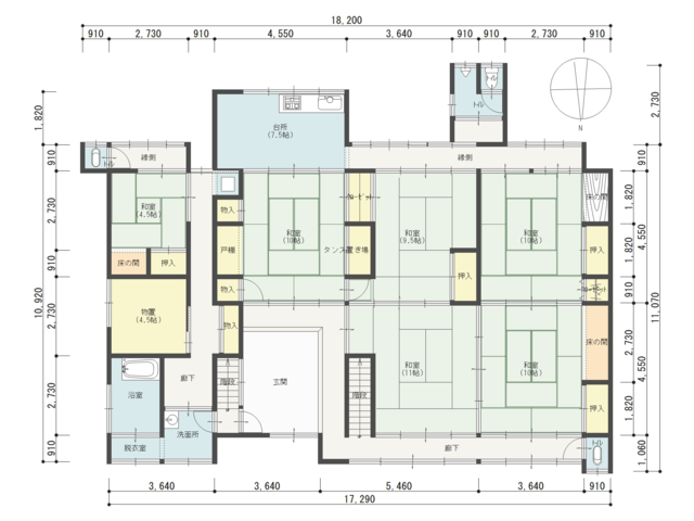 Floor plan for 1860s wood house on a large plot in Nagano