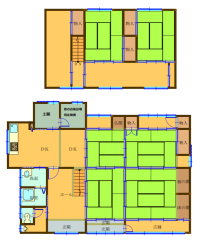 Floor plan for 1950s wood house on a large plot in Okayama